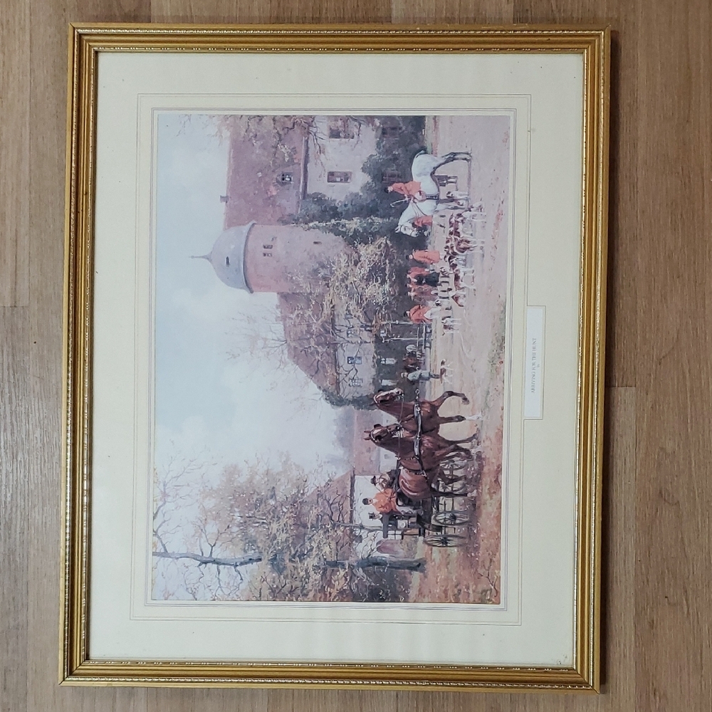 Elegant Gold Framed Wall Art with Historical Scene